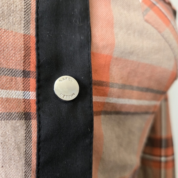 KAREN MILLEN Plaid Button-Up Women's Top in Orange and Black. Size 6 - Picture 3 of 14
